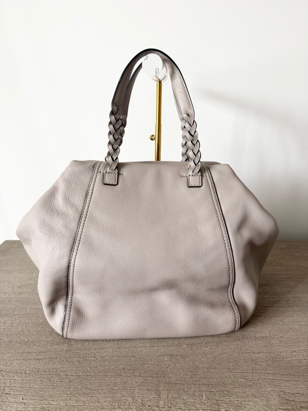 Tory Burch Half-Moon Leather Satchel in Light Taupe GUC - Picture 3 of 8